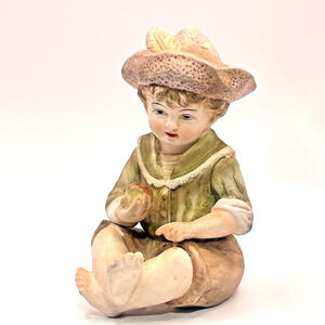 Vintage Andrea by Sadek Piano Boy with Apple Porcelain Bisque Figurine